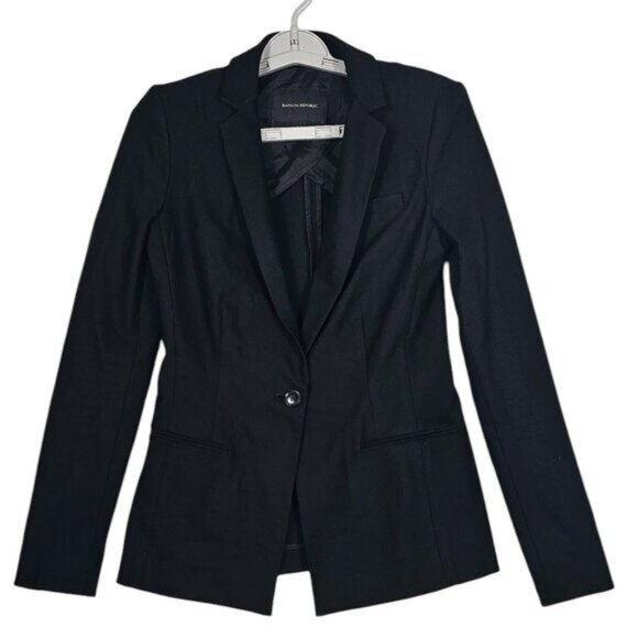 🛍️ Banana Republic Black TR Blazer - Women's Size 4 - Picture 1 of 9